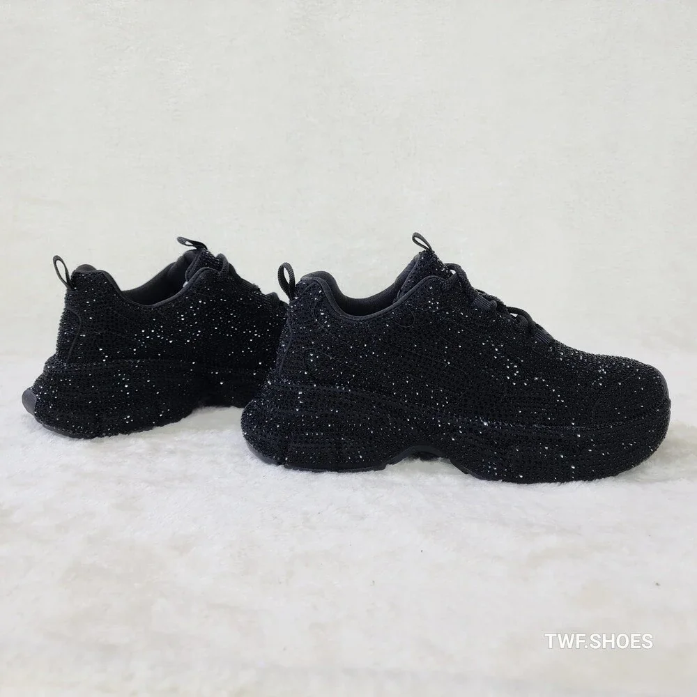 NIB Cush Dazzle Sport Rhinestone Comfy Platform Light Weight Sneakers